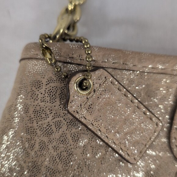 Coach Gold Chain Convertible Wristlet Purse Shoulder Bag Wallet Leather Glitter - Picture 7 of 16
